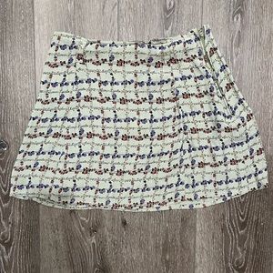 Vintage Free People Floral Green Mini Skirt